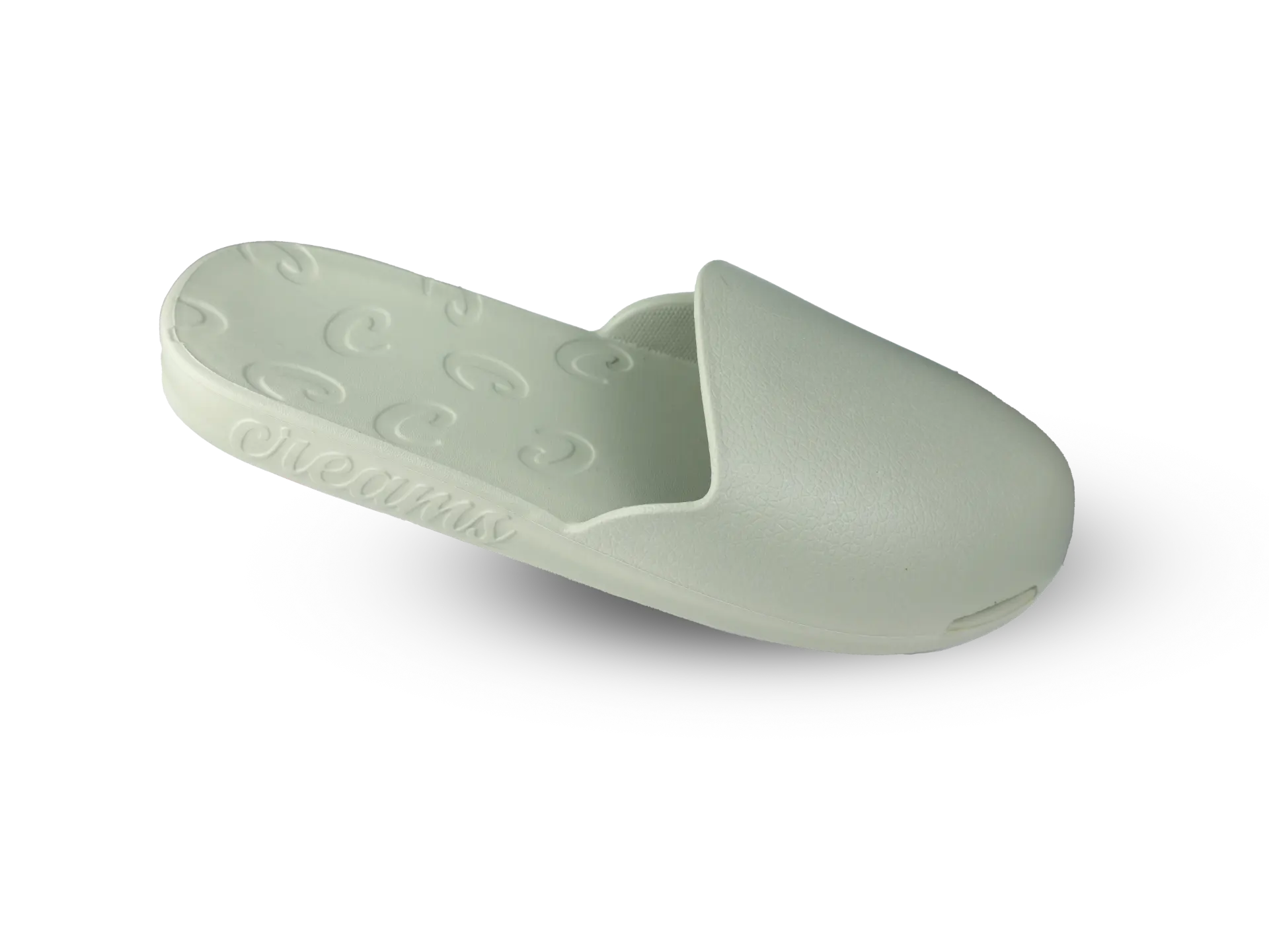 Sage Creams closed-toe slide, angled view