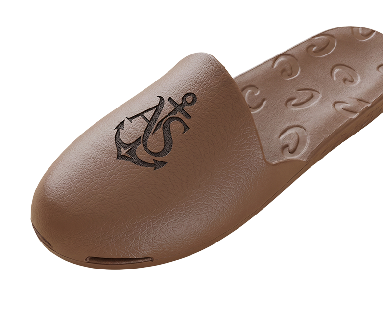 Anchor crest laser engraved on a brown Creams toe cap